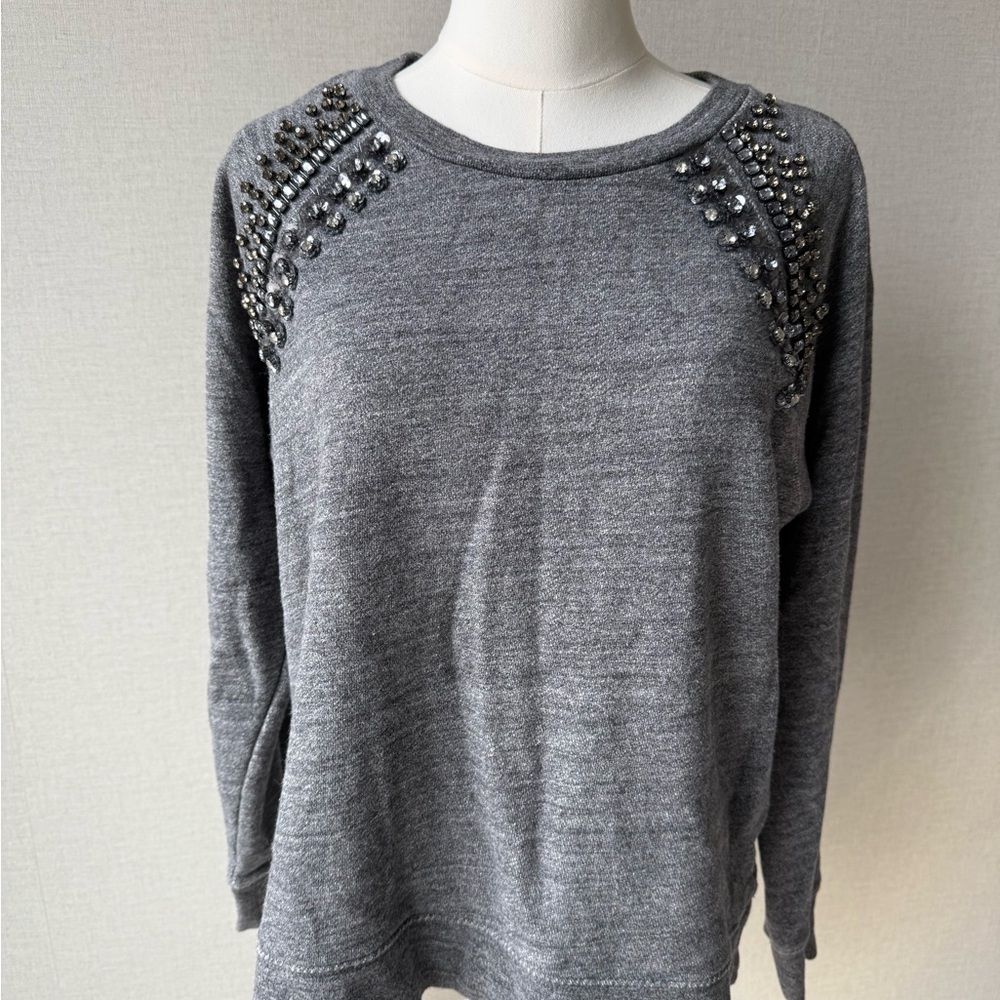 J. Crew Grey Embellished Crewneck Sweatshirt